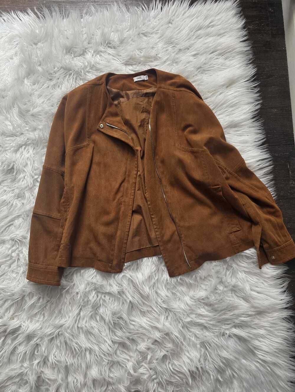 Vince Chestnut Suede Jacket in Rich Cognac